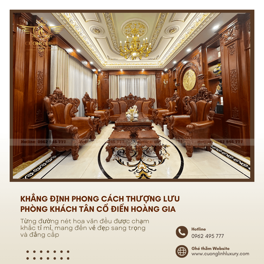 Không Gian Tinh Tế Với Phòng Khách Tân Cổ Điển